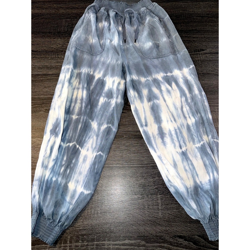 American Eagle Tie Dye Joggers Womens S Blue White Lyocell‎ Smocked Cuff
